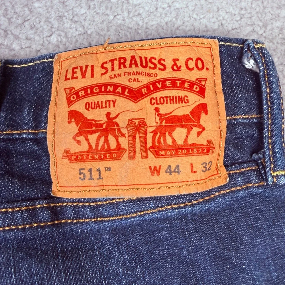 Levis 511 Jeans Mens 44x32 Blue Slim Fit Stretch Denim Ducky Boy Fade 04511-2369